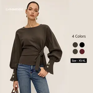 Twist Knot Balloon Sleeve Sweatshirt