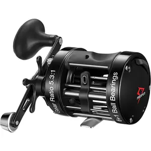 Chaos XS Baitcasting Fishing Reel, Reinforced Metal  Round Baitcaster Reel, Smooth  Saltwater Inshore Surf Trolling Reel, Conventional Reel for Catfish, Musky, Bass, Pike