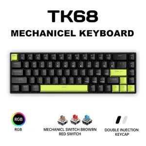 ZIFRIEND TK68 60% Mechanical Gaming Keyboard,RGB Light,Portable 68-key Wired Keyboard with Freered Heart Keycaps,Computer Keyboard,Suitable for Laptops and PC Gamers