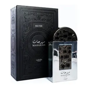 Lattafa Maharjan Silver Unisex EDP Perfume Spray - 3.3-3.4oz, Fresh Aromatic Citrusy Floral Scent, Bergamot Top Notes, Jasmine & Musk, New in Box