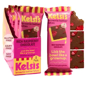 Kelsi's Rich Raspberry Chocolate Brownie Batter Bites - 8 Pack - No Refined Sugar, honey and dates only - Paleo Friendly