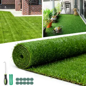 36"L*60"W*1.18"H Green Realistic Artificial Grass Turf Carpet, 1.18‑Inch Thick Non‑Toxic Polyethylene Synthetic Lawn with Quick‑Dry Rubber Backing for Indoor Outdoor Playground Pet Area Pool Balcony