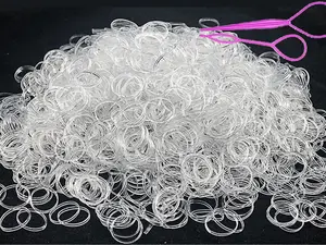 2000 PCS Clear Elastic Mini Ponytail Rubbers Ties, Soft Non-Slip Small Hair Accessories for Girls, with 2 PCS Topsy Tail Tools
