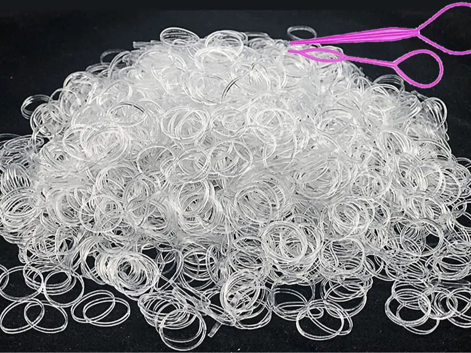 2000 PCS Clear Elastic Mini Ponytail Rubbers Ties, Soft Non-Slip Small Hair Accessories for Girls, with 2 PCS Topsy Tail Tools