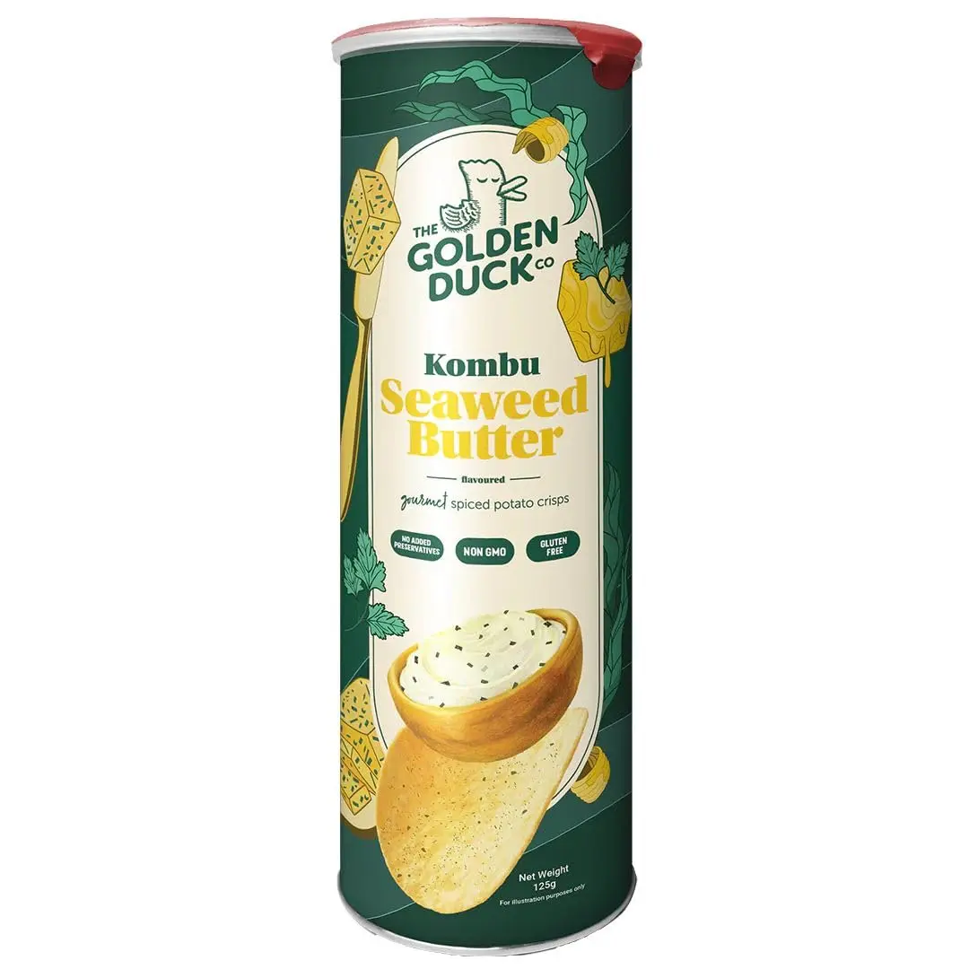 The Golden Duck Spiced Potato Crisps Kombu Seaweed Butter 4.4oz 125g Gourmet Asian Inspired Snack with Aromatic Spices Uniquely Crispy Addictive Crunchy Chips Perfect for Snacking Parties