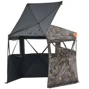 VEVOR Hunting Blind,  6-7 Person Ground Blinds with Carrying Bag, Portable Camouflage Tent, Reinforced Durable Concealed Shelter with Silent Zipper Door and Window, for Turkey and Deer