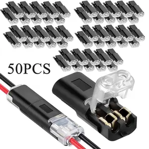 25/50PCS Double-Wire Plug-in Connector, 2-Pin Low Voltage Wire Connectors with Locking Buckle for LED Light Strip, No Wire Stripping Cutting Solderless Quick Connect Compact Plugs,Car Stuff