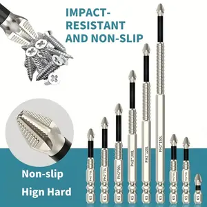 K5 Impact-Resistant and Non-Slip Bit,High Magnetic Screwdriver Drill Bit Set,Impact Driver Bit Set,Titanium Alloy Impact Non-Slip Cross Head,Grinders
