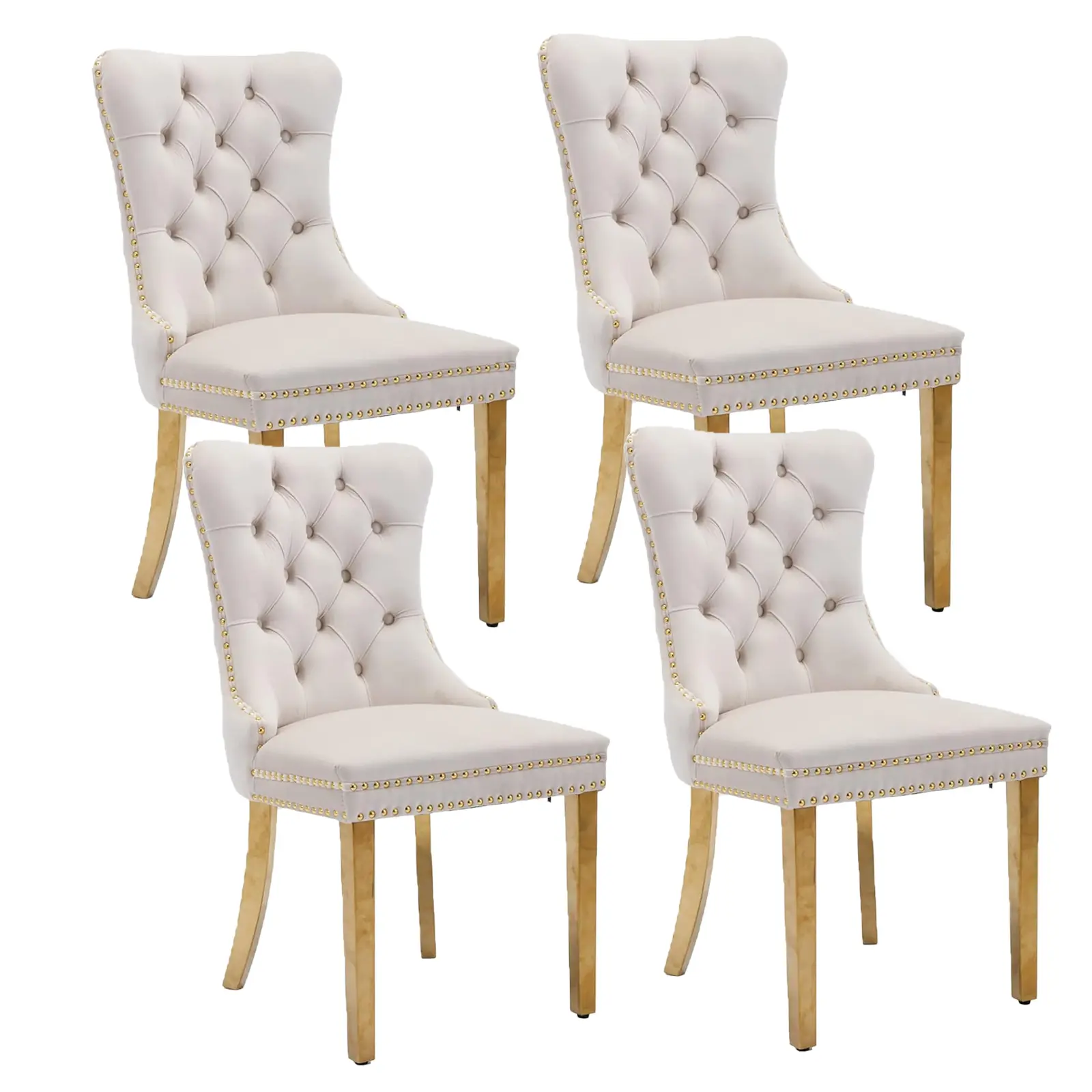 Velvet Dining Chairs Set of 2/4/6, Tall Back Side Chair, Modern Upholstered High-end Tufted Side Chair,Golden Stainless Steel Plating Legs,For Kitchen and Dining Room dinning chair,dorm essentials,home decor