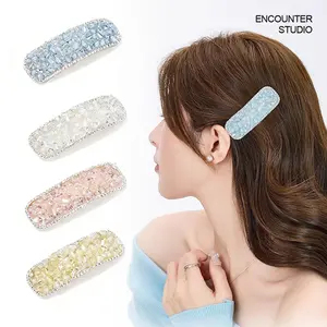 Faux Rhinestone Snap Hair Clip - Dainty Sparkly Hair Barrette for Side Bangs & Braids, Elegant Hair Accessories for Women & Girls, Gift for Her