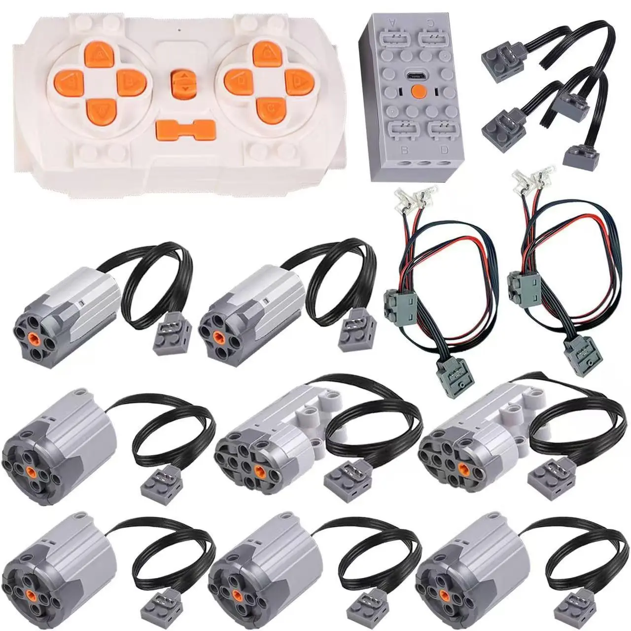 Lego-Compatible Building Blocks Motor Kit - 12-Piece Diy RC Power Functions Set with Wireless Remote Control, High-Torque Motors, Rechargeable Battery, Ideal for 8-10 Yrs STEM Upgrade Projects