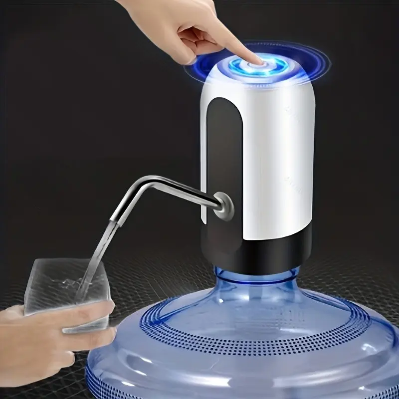 Water Bottle Dispenser, Stainless Steel Water Dispenser, Automatic Drink Dispenser, Beverage Dispenser, 1/2 Counts Portable USB Rechargeable Light Electric Water Bottle Pump, 3-5 Gallon Water Jug Pump for Outdoor Camping, Home, Office and Kitchen Gadget