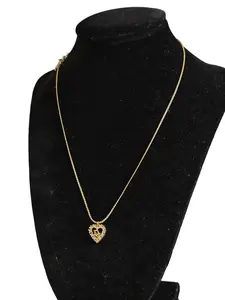 Pre-owned Christian Dior Heart Gold Plated Snake Chain Necklace 16"