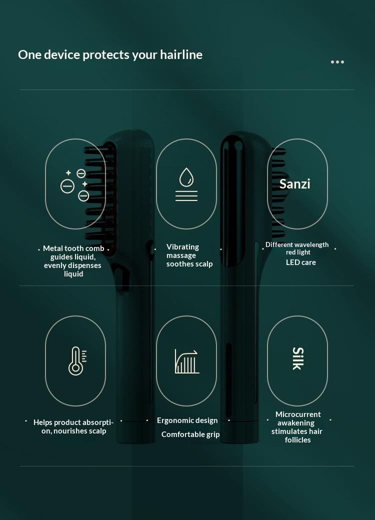 Advanced Hair Growth Comb - EMS Microcurrent & Red Light Therapy for Scalp Stimulation, Hair Regrowth & Thickening |  Rejuvenating Daily Care