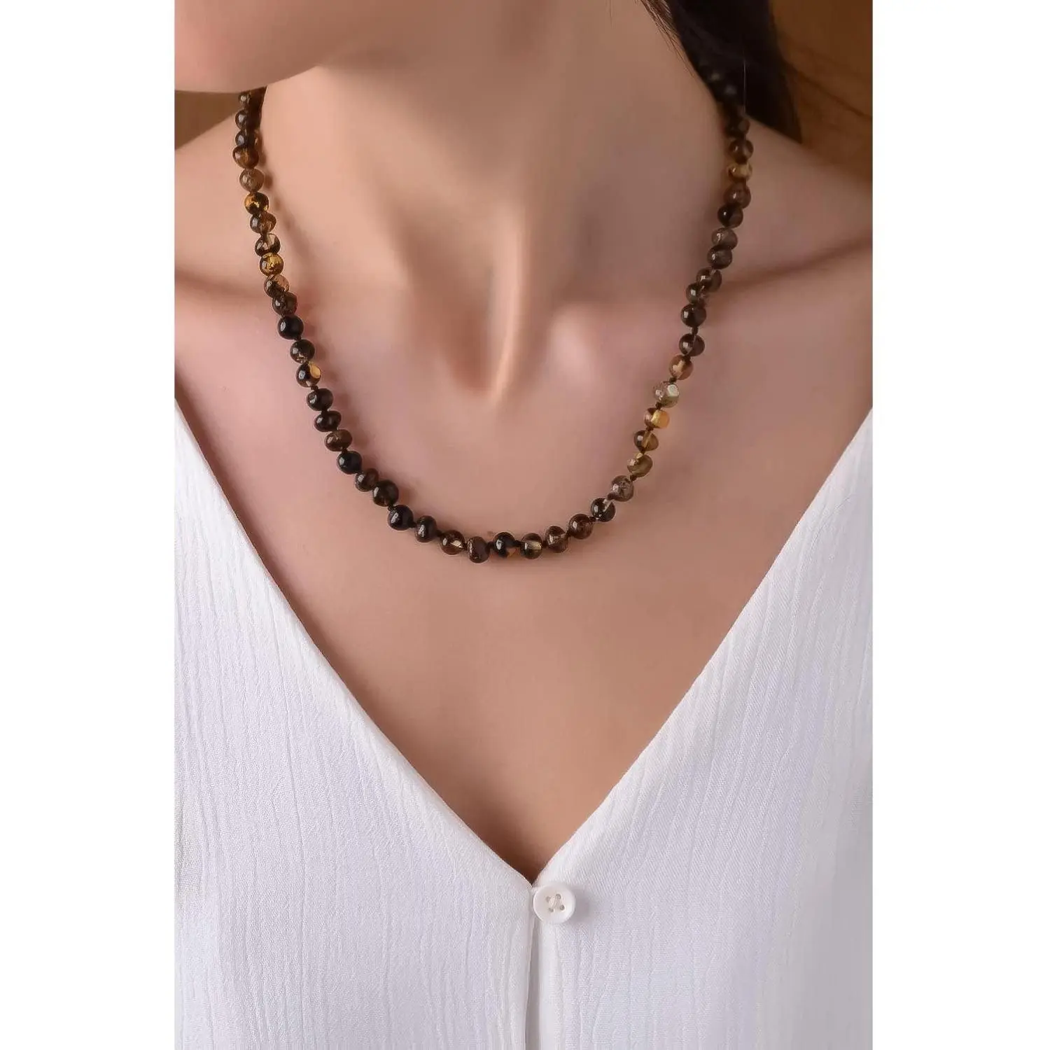 Amberistan Women's Genuine Baltic Amber Baroque Bead Necklace - 18 in Handmade Female Jewelry for Adults, Perfect Gift for Anniversary, Birthday, Valentine's Day, Mother's Day, Elegant, 18 Inches