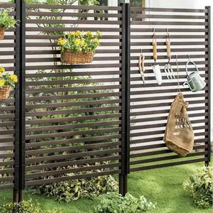 3 Ft W x 4 Ft (90x120cm) Weatherproof PE-Coated Steel Pipe Metal Outdoor Privacy Screen, Modern Simple Rectangular Fence Panel for Outside Backyard Garden, Outside Use, Rectangular Panel, Steel Pipes
