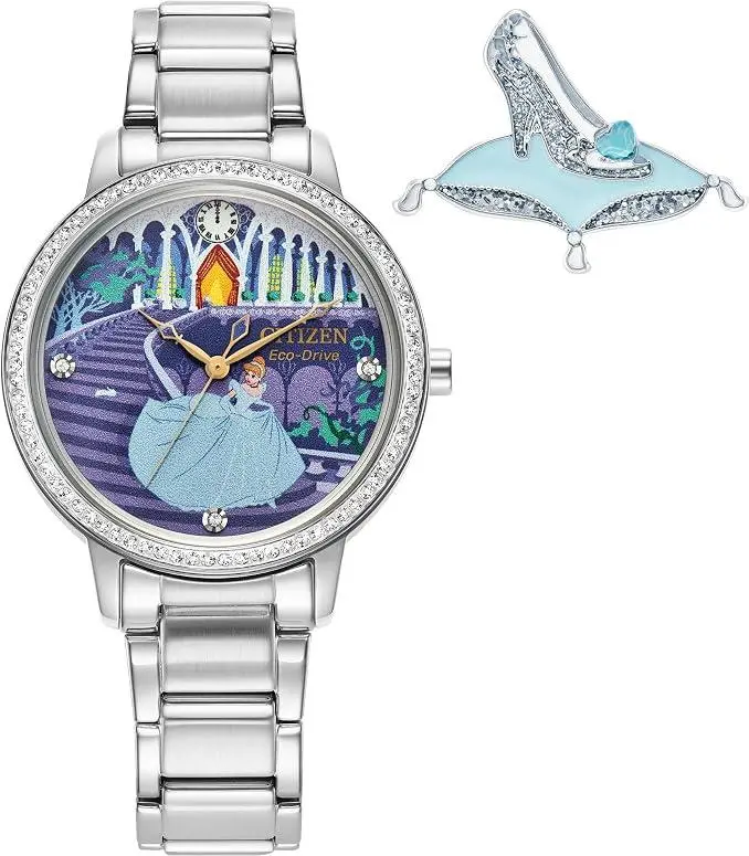 Women's Citizen Cinderella Blue Dial Quartz Drive Watch with Steel Strap and Pin Gift Set, 30m Water Resistance, FE7041-51W