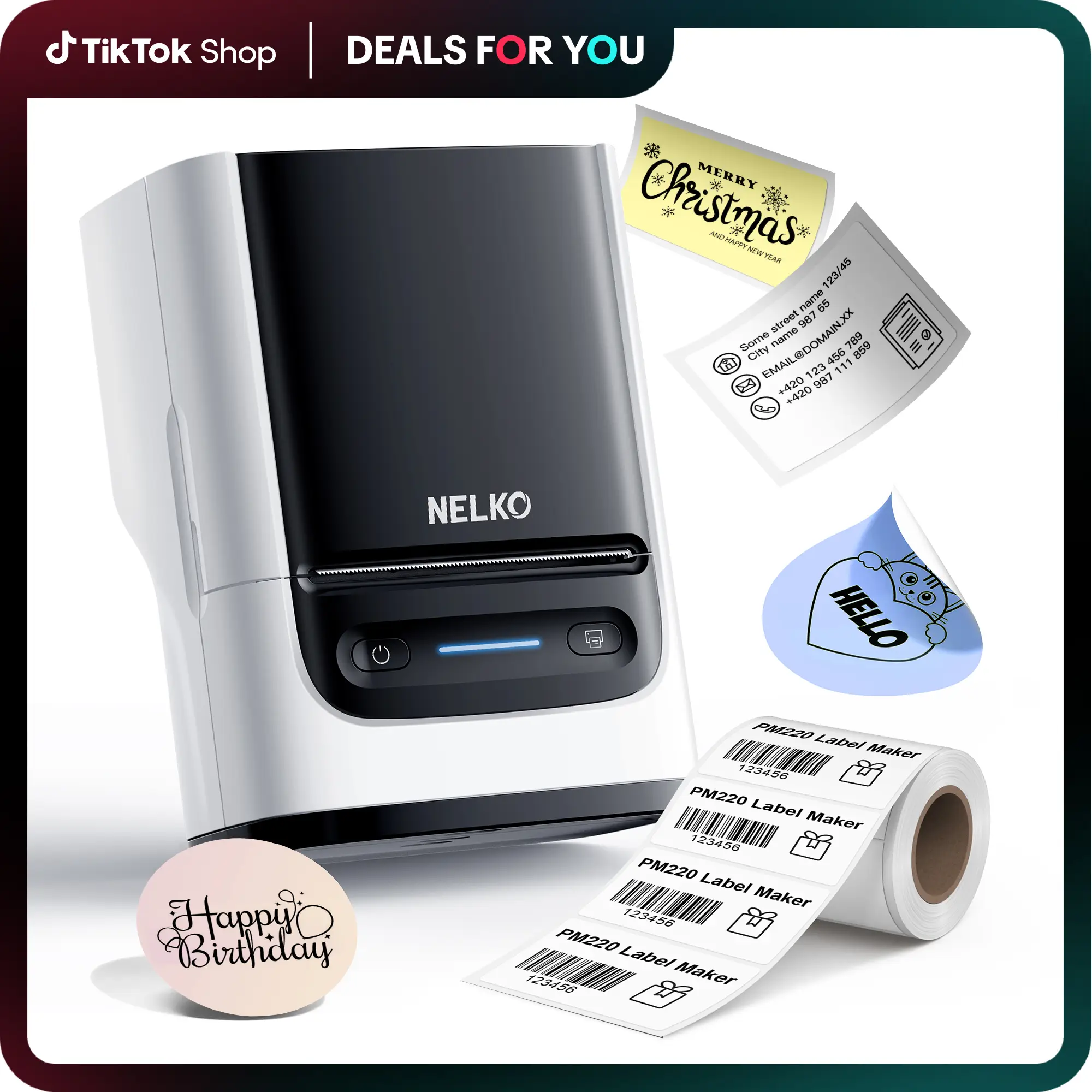 PM220 and PM220S Portable Bluetooth Label Maker Printer, Bluethooth Label Printer, Portable Thermal Printer for Small Business, Sticker Printer, TikTo