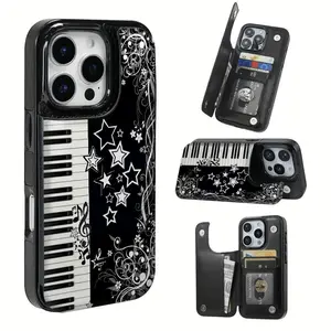 Phone case: Star pendant key pattern, this practical TPU phone case adopts pattern design, has a card slot, can store bank cards, bus cards and other functions. Suitable for iPhone 16 Pro Max, 16, 15 Pro, 14 PLUS, 13, 12 Pro Max series. Can be used as a