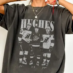 Hughes Brothers Ice Hockey Vintage Shirt, Jack Hughes Quinn Hughes Luke Hughes Graphic Tee, Team USA Inspired Retro Hockey Fan Tee, Unisex Sports Gift