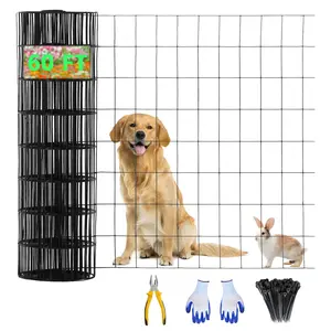 GARVEE Black Hardware Cloth 24" x 60', 2in x 3in 16GA Welded Wire Fencing, Garden Border Fencing Roll, Wire Mesh Roll with Cutting Plier & Gloves for Garden, Coop & Pet Enclosures