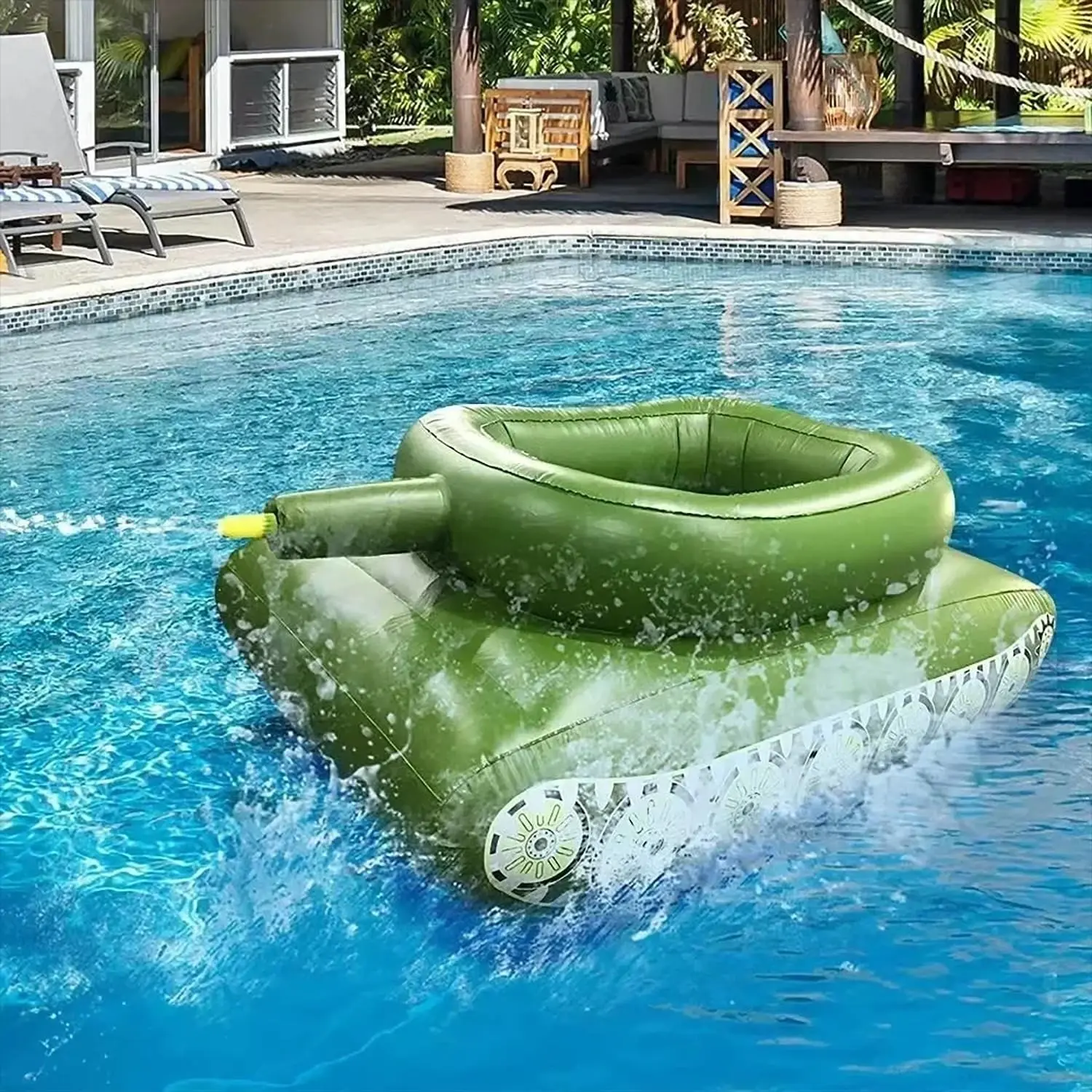 Inflatable Tank Pool Float with Water Gun, Thickened PVC Material, Durable and Tear-Resistant, Fun Water Battle Toy, Essential for Summer Pool Parties, Inflatable Pool Raft, Pool Floaties, Pool Floater