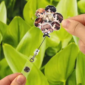 Cute Kpop Idol Badge Reel, Cartoon Kpop Group Badge Holder, Retractable ID Badge Reel, Kpop Fan Gift, Nurse Teacher Office ID Clip
