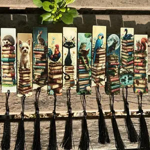 10 Acrylic Bookmarks, Animal Stand-Up Designs, Cat Squirrel Rooster Dog Rabbit Hedgehog Frog, Reading Lovers Gift, Office Supplies