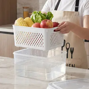 UFORU 4 Pack Fridge Organizers and Storage Containers, Stackable Fruit Storage Containers for Fridge with Removable Colander, BPA-Free Food Storage Container for Salad, Berries, Lettuce, Vegetables and Meat summerwins