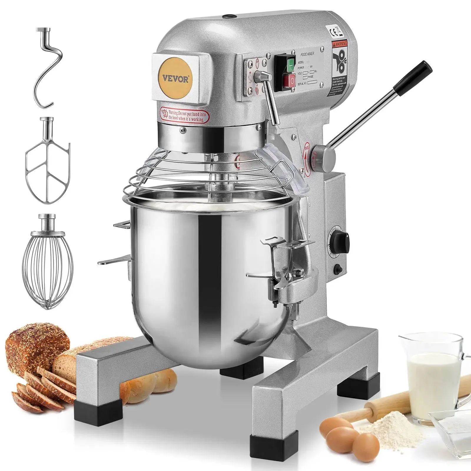【BackToSchool】VEVOR Commercial Kitchen Mixer - 10L 550W 3-Speed Automatic Countertop Stand Mixer, Ideal for Restaurant Use, Father's Day Gift, Countertop Stand Mixers
