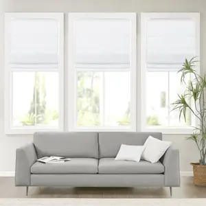 Madison Park Kyler Linen Blend Light Filtering Cordless Roman Shade - Cordless Blinds, White Windowshades