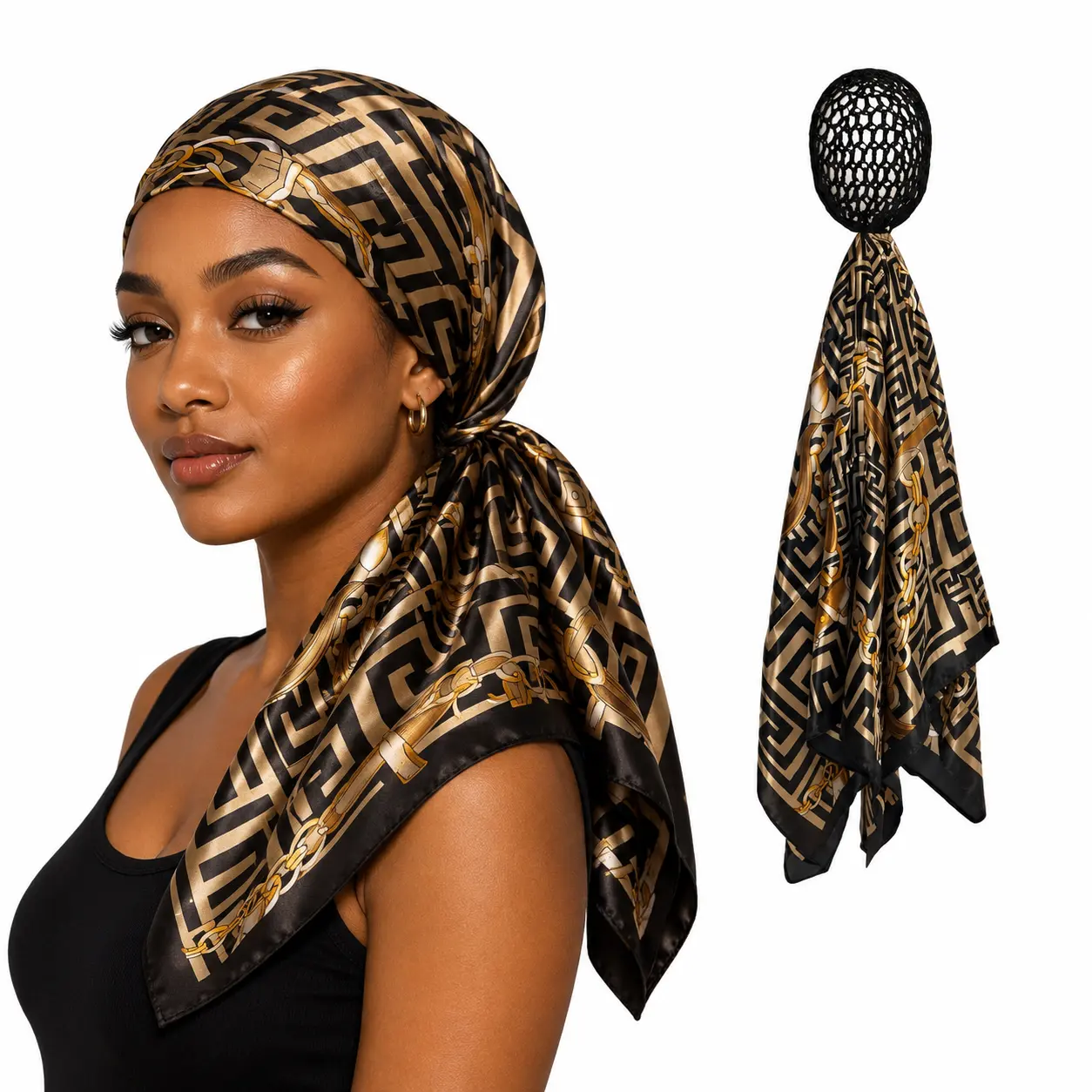 Fifth Avenue 2-in-1 Satin Hair Wrap & Attached Hair Net