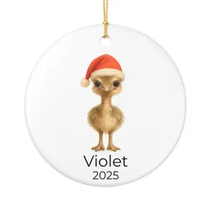 Baby Ostrich First Christmas Ornament - Personalized Watercolor Animal Holiday Gift - Cute Safari Keepsake for 2025