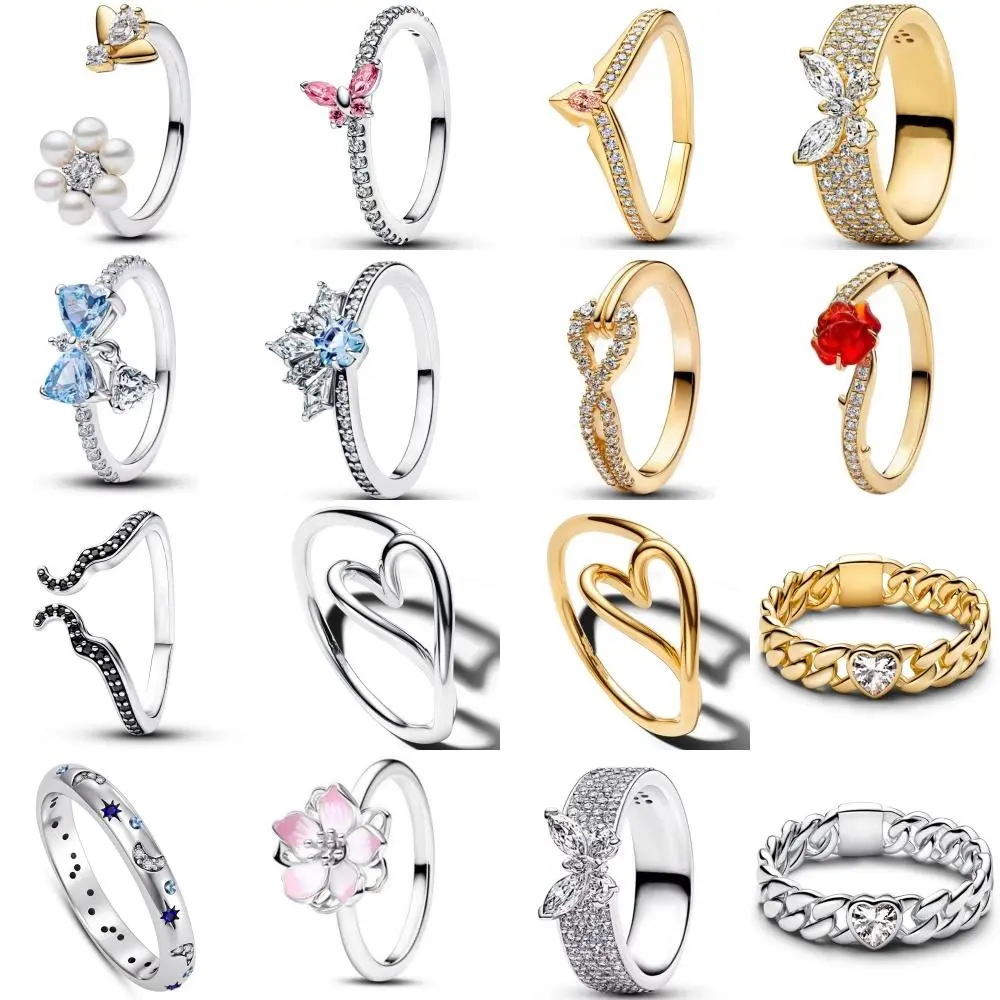 2026  925 Silver, Heart-shaped, Butterfly,Flower Ring, Suitable for European Women's Exquisite Charm Jewelry Gifts ﻿