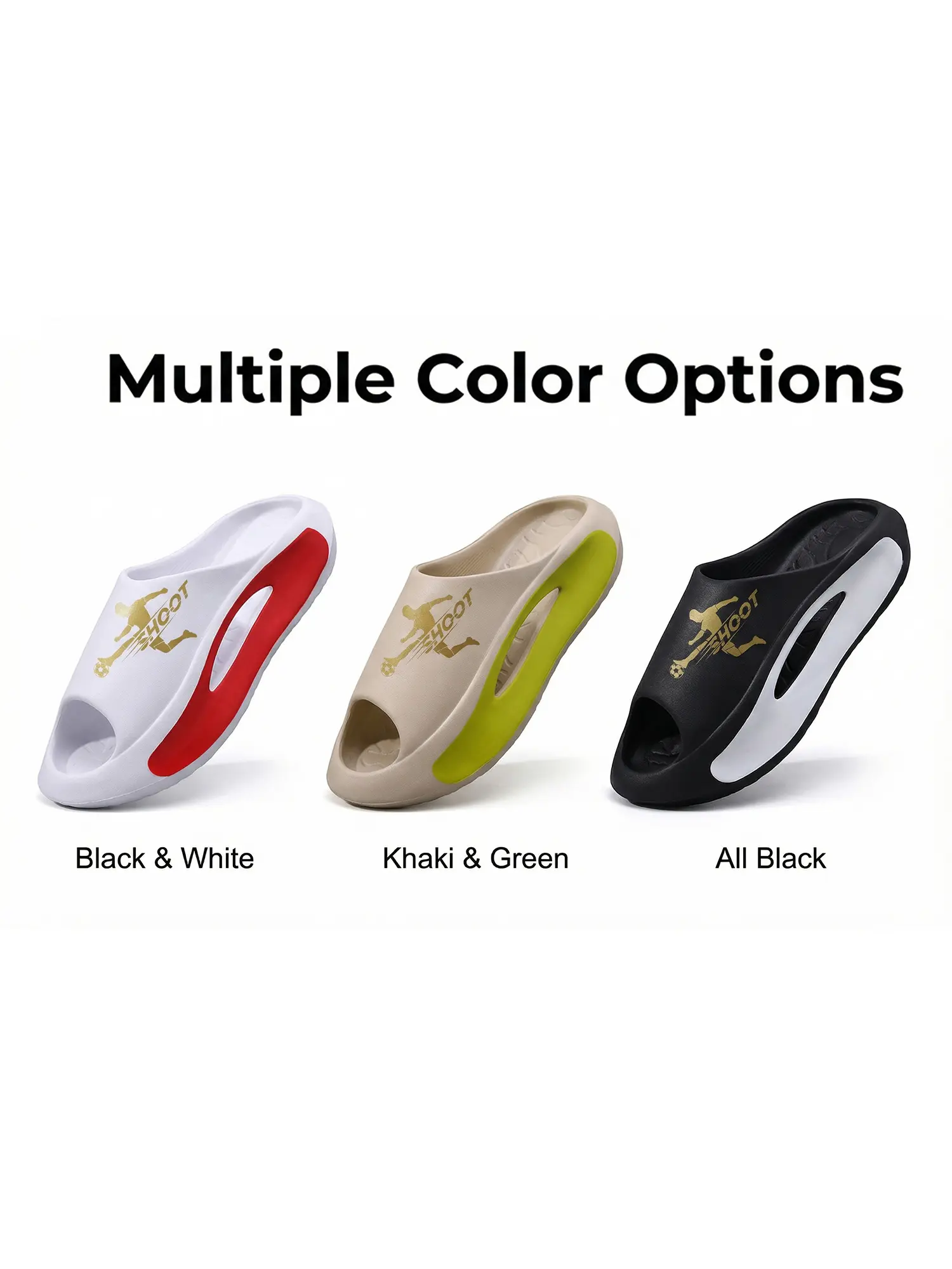 Men's Thick Sole Cushion Slides, Lightweight EVA Recovery Sandals, Soft Comfortable Slip On Slippers for Gym, Beach, Pool & Daily Wear unisex design bathroom use