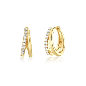 FUNSANNY Women's Delicate Small Hoop Earrings-Fashion Gold/Silver Hypoallergenic Lightweight Double Earrings, for Fall Outfit and Freshness