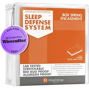 Box Spring Encasement Zippered Bed Bug Dust Mite Proof Hypoallergenic Sleep Defense System Queen 60" W x 80" L