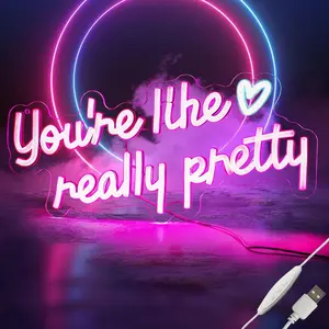 You're Like Really Pretty Neon Light, LED Sign, USB Powered, Dimmable, Wall Decor, Perfect for Christmas, Thanksgiving, Birthday Parties, Girl Gifts