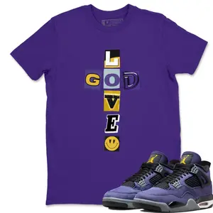 Purple Black Gold Outfit Tee, 4s Purple Inspired Tee, 4 Style Purple Shirt, Sneakerhead Graphic Shirt, Casual Streetwear T-Shirt