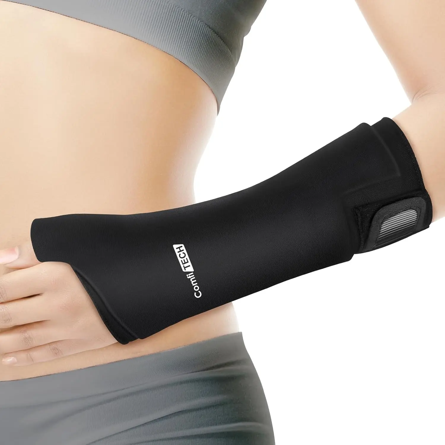 ComfiTECH Reusable Wrist Ice Pack Protective Sleeve - Extended Coverage for Hand, Thumb & Arm, Easy-Application Cooling Solution for Carpal Tunnel Relief