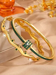 2pcs gorgeous and fashionable stainless steel retro style bracelet set, Elegant Minimalist Bangle, suitable for dates, parties, daily commuting, and is an excellent gift option