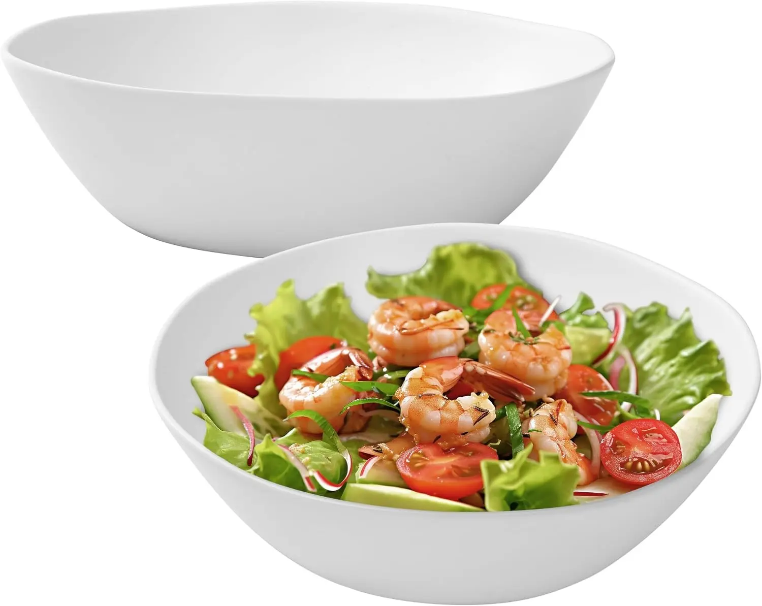 Melamine Serving Bowl, 2 Pack 12 inch Fruit Salad Bowls, 130 Oz Pasta Bowls Set of 2, Large White Serving Dishe/Mixing bowl for Entertaining, Break-Resistant Melamine Bowl