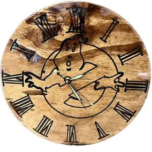 Ghostbusters Hand Crafted Clock with Unique Roman Numerals and Iconic Ghost Design for Home Decor