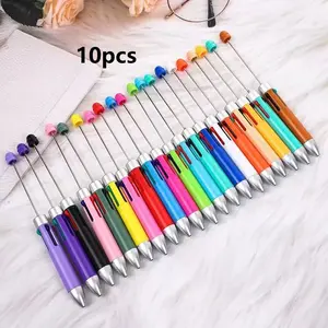 10-Pack DIY Four-Color Beaded Pens, Creative Holiday Stationery, School Supplies, Fashion Writing Office Essentials, Elegant Design, Ballpoint Pen
