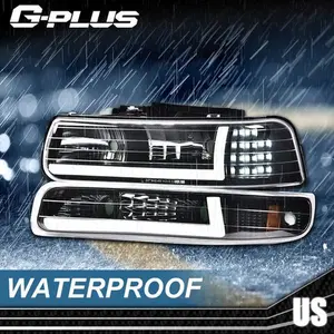 Fit For 1999-2002 Silverado/Suburban Clear Lens Headlights Bumper Headlamps