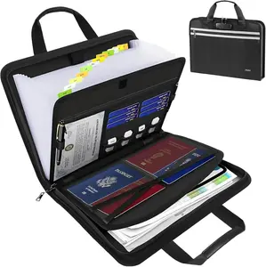 File Organizer with Lock, Fireproof Expanding File Folders with 13 Pockets Important Document Organizer with Handle & Labels, Portable Document Folder for Letter A4 Files and More