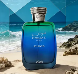 Hawas For Him Atlantis Eau de Parfum for Men 3.38 fl. oz 100ml, Refreshing Modern Aquatic Citrus Cologne Spray, Crisp Oceanic Fresh Scent with Bright Citrus & Woody Base, Long Lasting Masculine Fragrance for Daily Summer Casual Wear