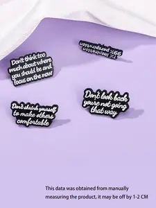 4pcs/set Cute Cartoon Letter Pins Set, Inspirational Motivational Pins for Backpacks Hats Bags, All Seasons Accessory
