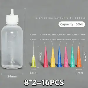 2PCS/3PCS Plastic Squeeze Bottles, with 14 Tips, 50ml/1.7oz Bottle Emptying Cap Kit, Suitable for Arts and Crafts, Pine Oil Bottles, Paint, Frosting, Liquids, Condiments, Glue, Sauces, etc