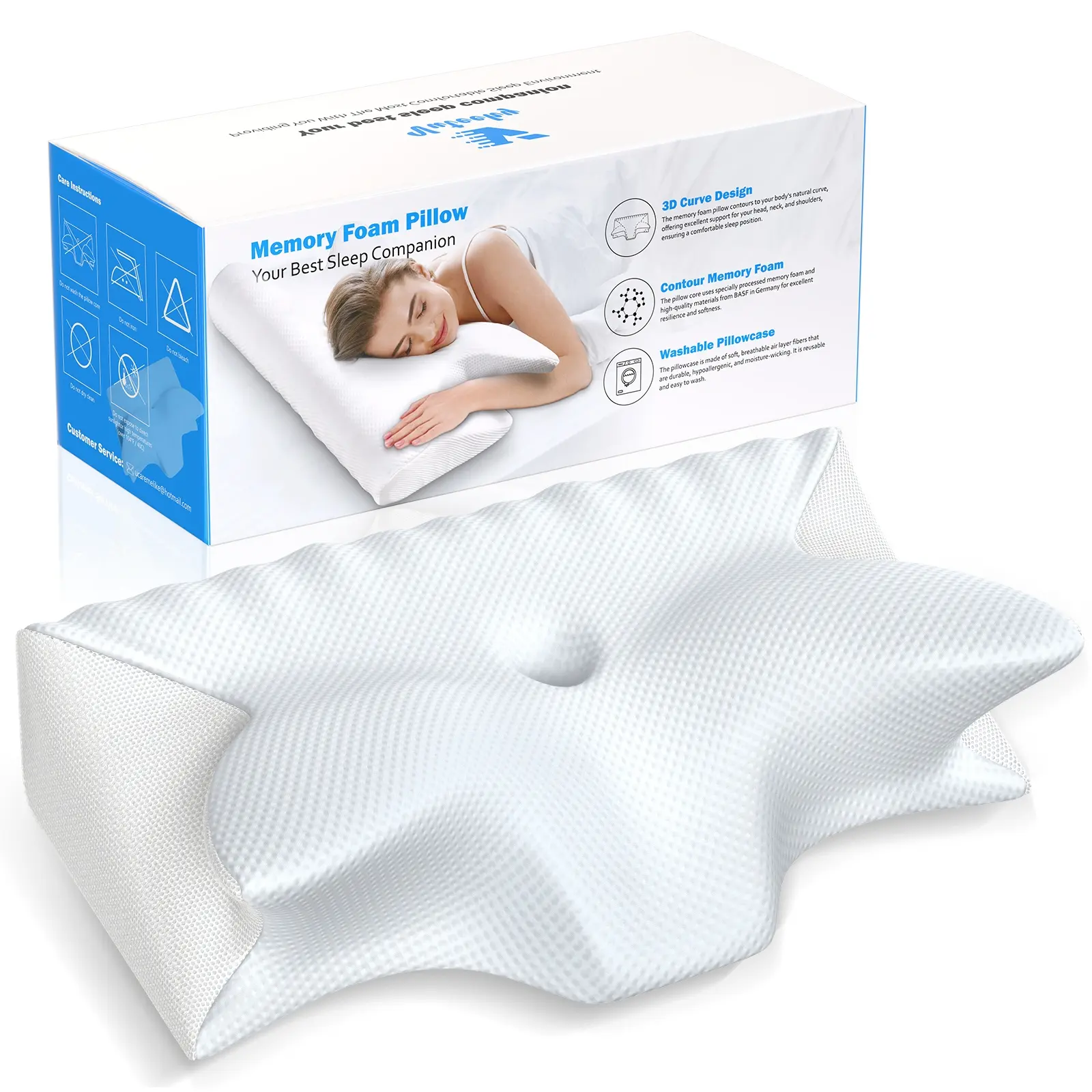 Vuteehy Cervical Neck Pillow for Pain Relief, Adjustable Ergonomic Memory Foam Pillow for Neck and Shoulder Pain, Orthopedic Contour Support Pillows for Side Back & Stomach Sleepers, Grey